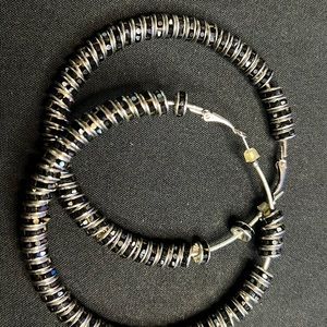 Black rhinestone hoops